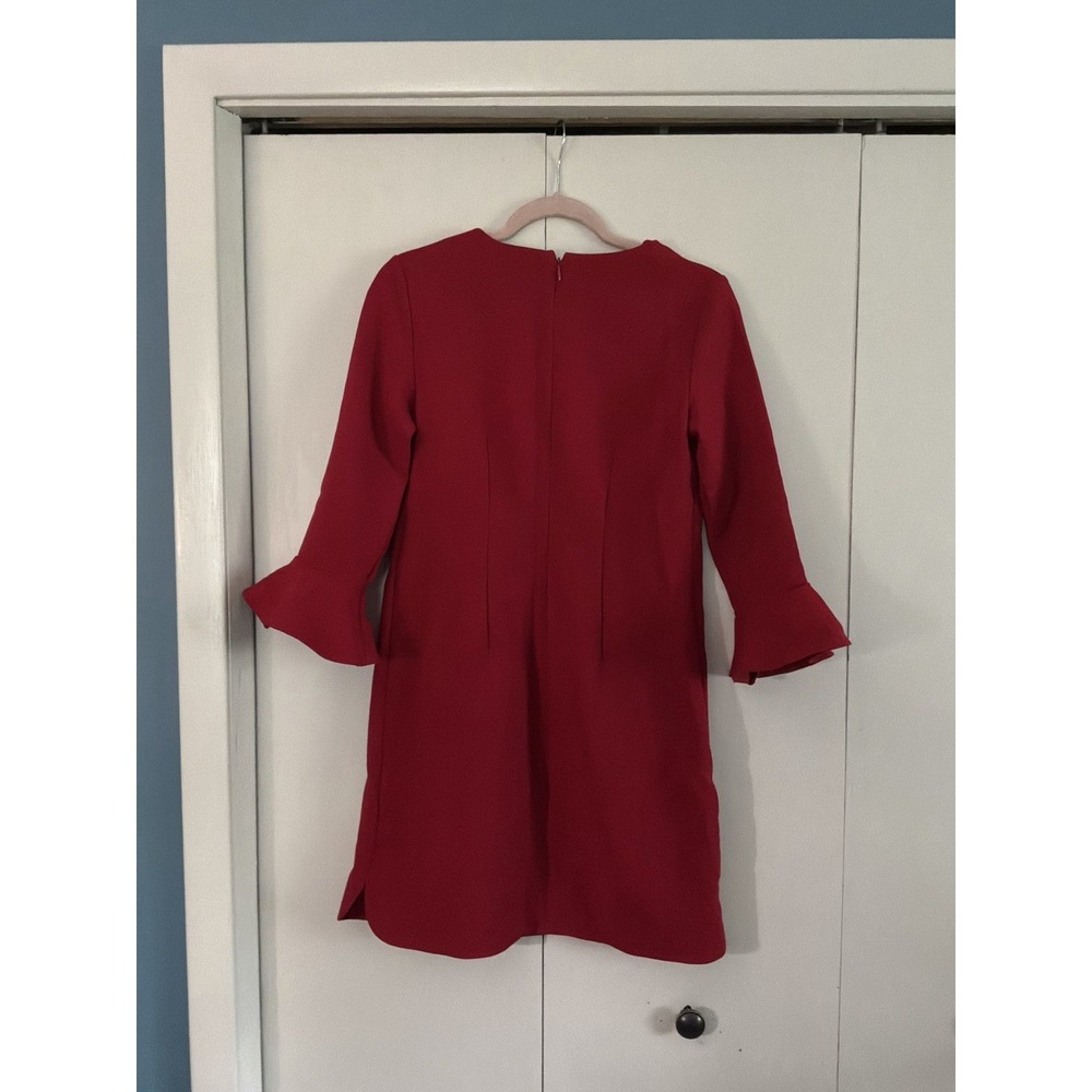 Ann Taylor Size 2 Red Dress With Bell Sleeves 16 X 33 - Picture 3 of 6